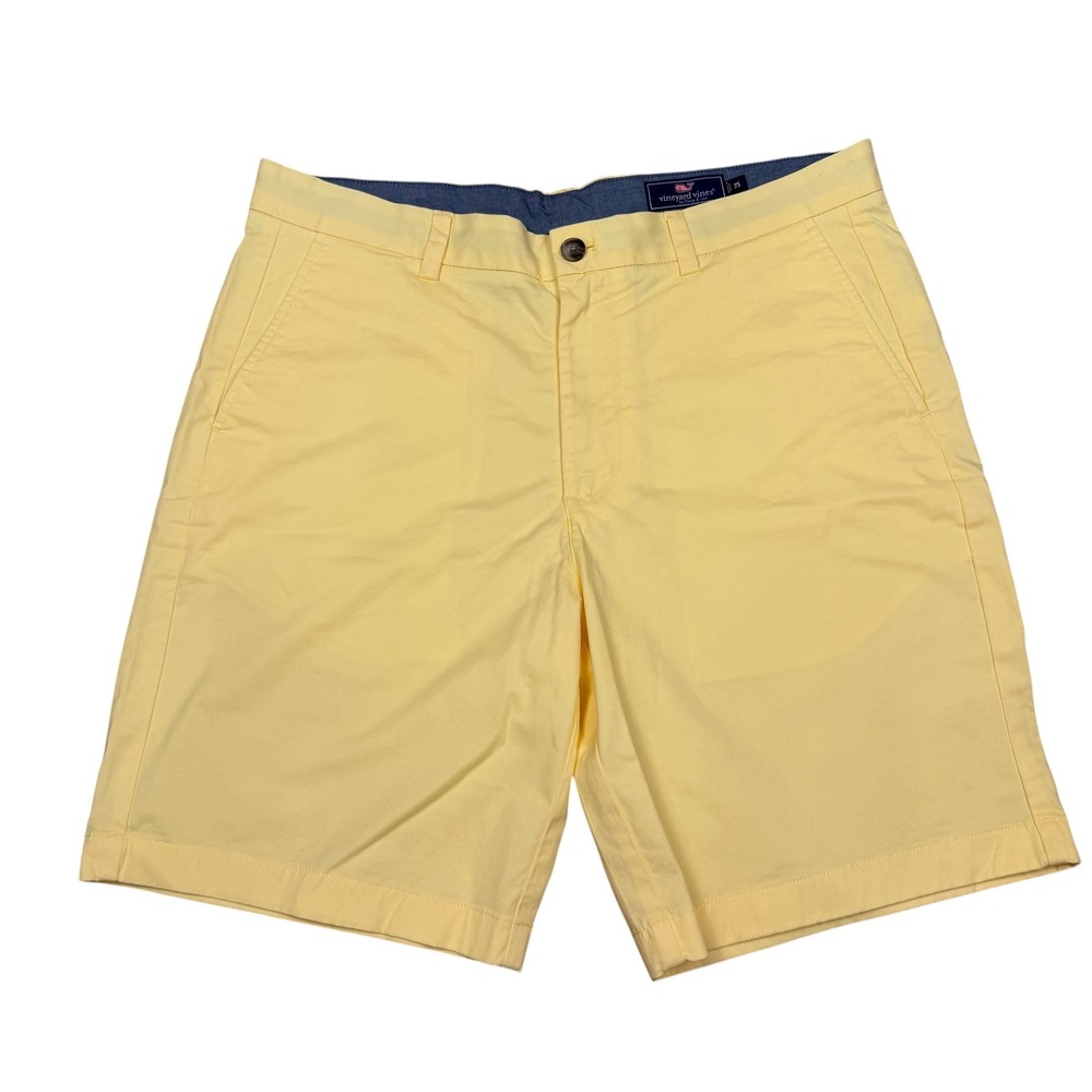 Vineyard Vines Mens Breaker Shorts Yellow Chino Cotton Stretch Size 35 Golf Prep